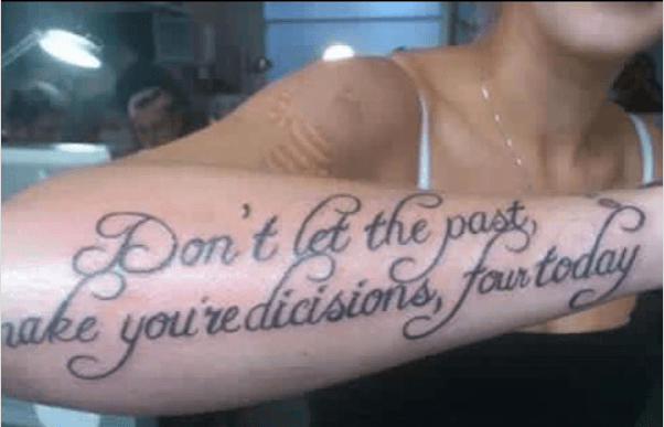 traduccions errònies en tatuatges, tatuatge fail, your, you're